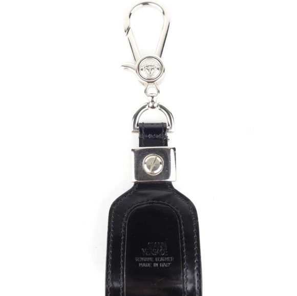 Gianni Versace Vintage Black Leather Medusa Head Keychain - Picture 3 of 3